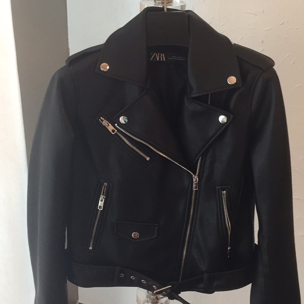 New ZARA Black Biker Jacket, Size M